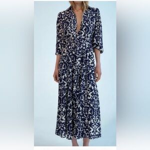 Zara Blue and White midi dress
